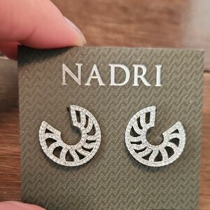 Nadri Silver Crescent Earrings
